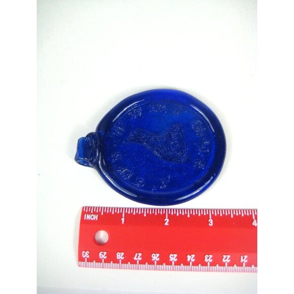 Vintage 1999 Cobalt Blue Blown Glass Decor Window Map Coordinates Sun Catcher - Picture 3 of 4